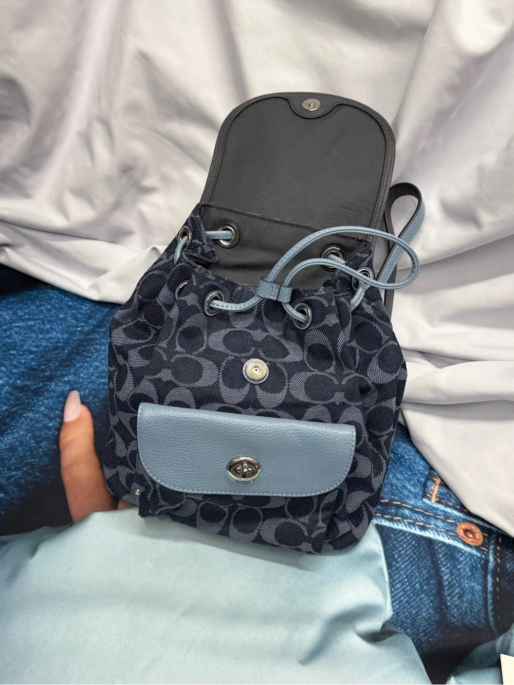 Coach Blue Signature Canvas & Leather Mini Backpack